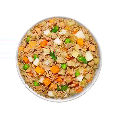 bowl of beef dog food